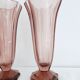 Pair of dark pink crystal vase art deco