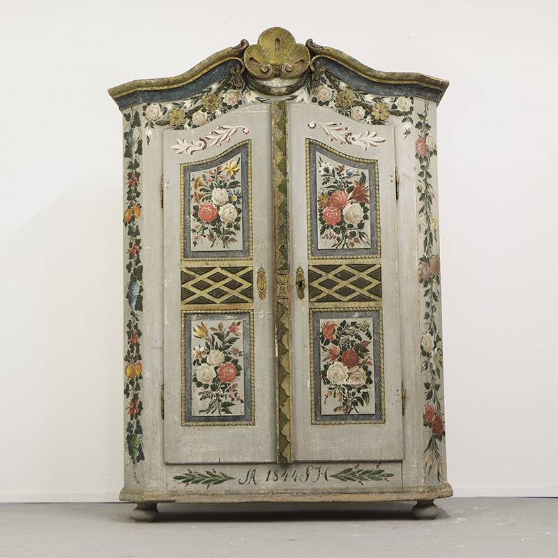Painted Folk Art Bridal Cupboard