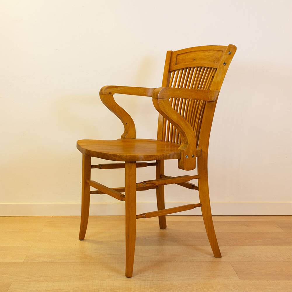 Vintage Spanish 1940s Oak Office Chair