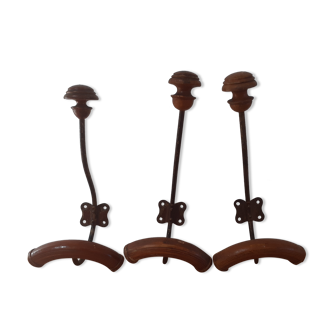 Trio of wall lamps coat rack years 20 wood and metal black