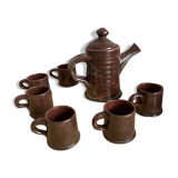 Set of 6 cups and their brutalist style teapot