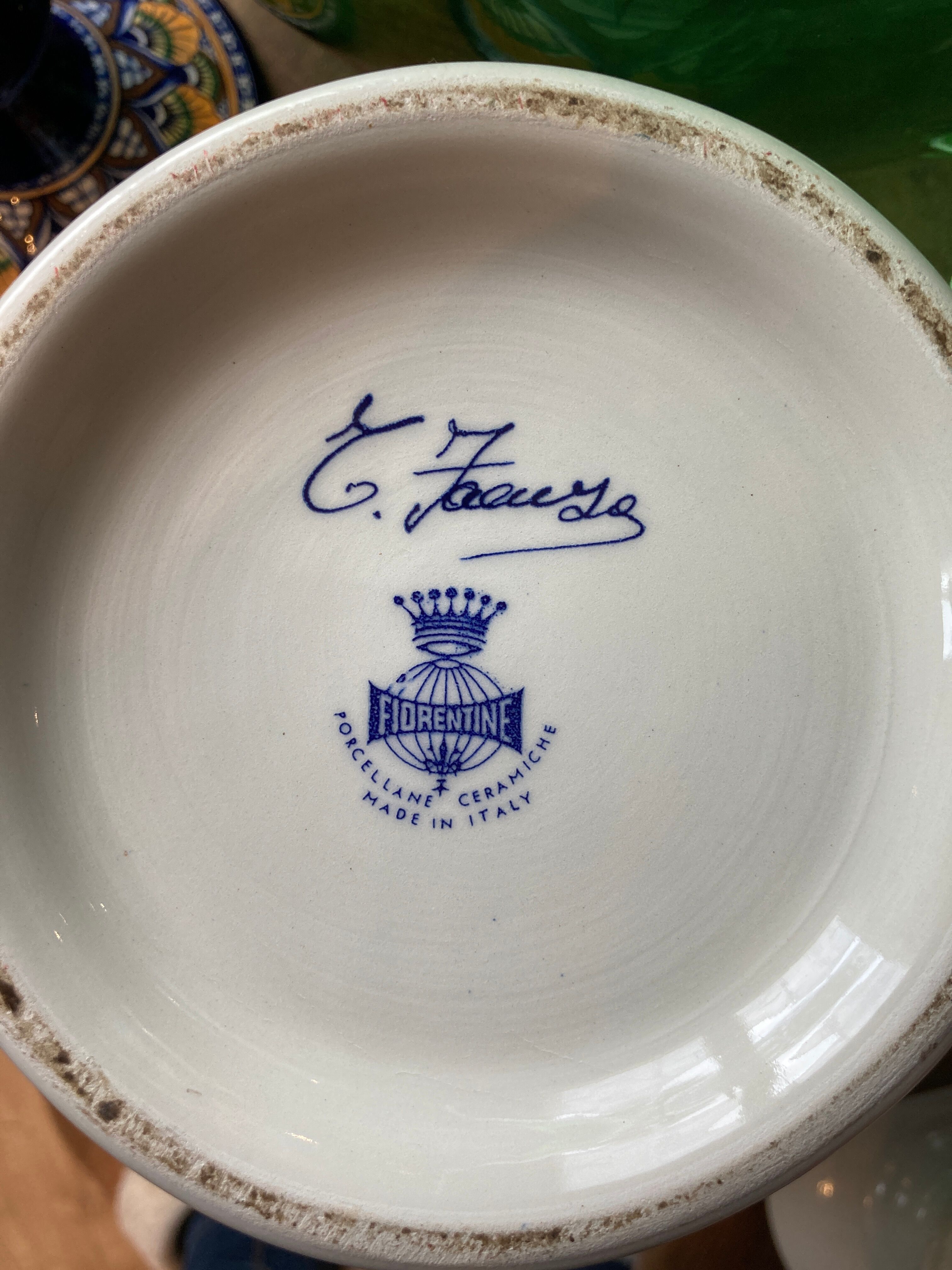 Pharmacy pot signed Florentine ceramic porcelain Italy