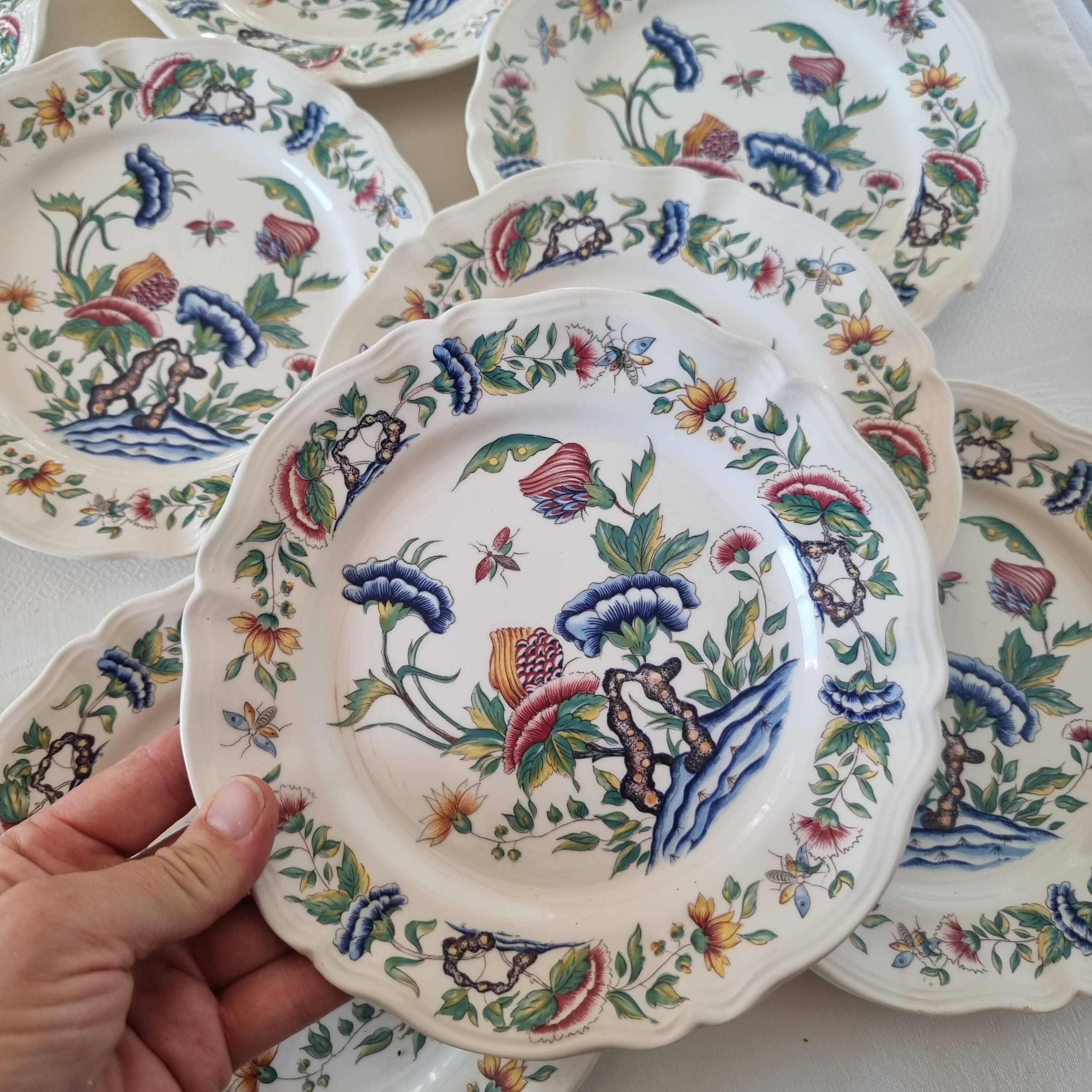 Roeun dessert plate set in French Sarreguemine porcelain