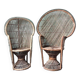 Pair of vintage Emmanuelle armchairs, antique peacock seating furniture
