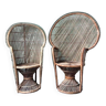 Paire de fauteuils Emmanuelle vintage, meubles sièges anciens peacock