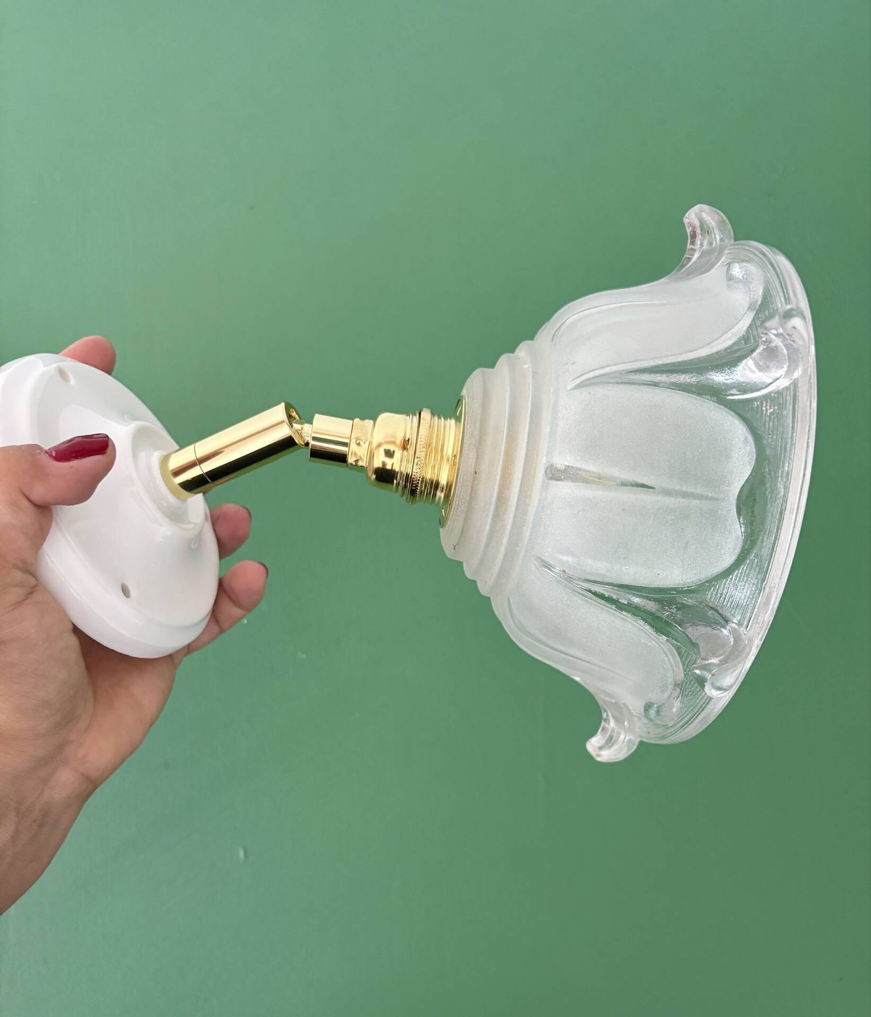 Vintage frosted glass lampshade wall light