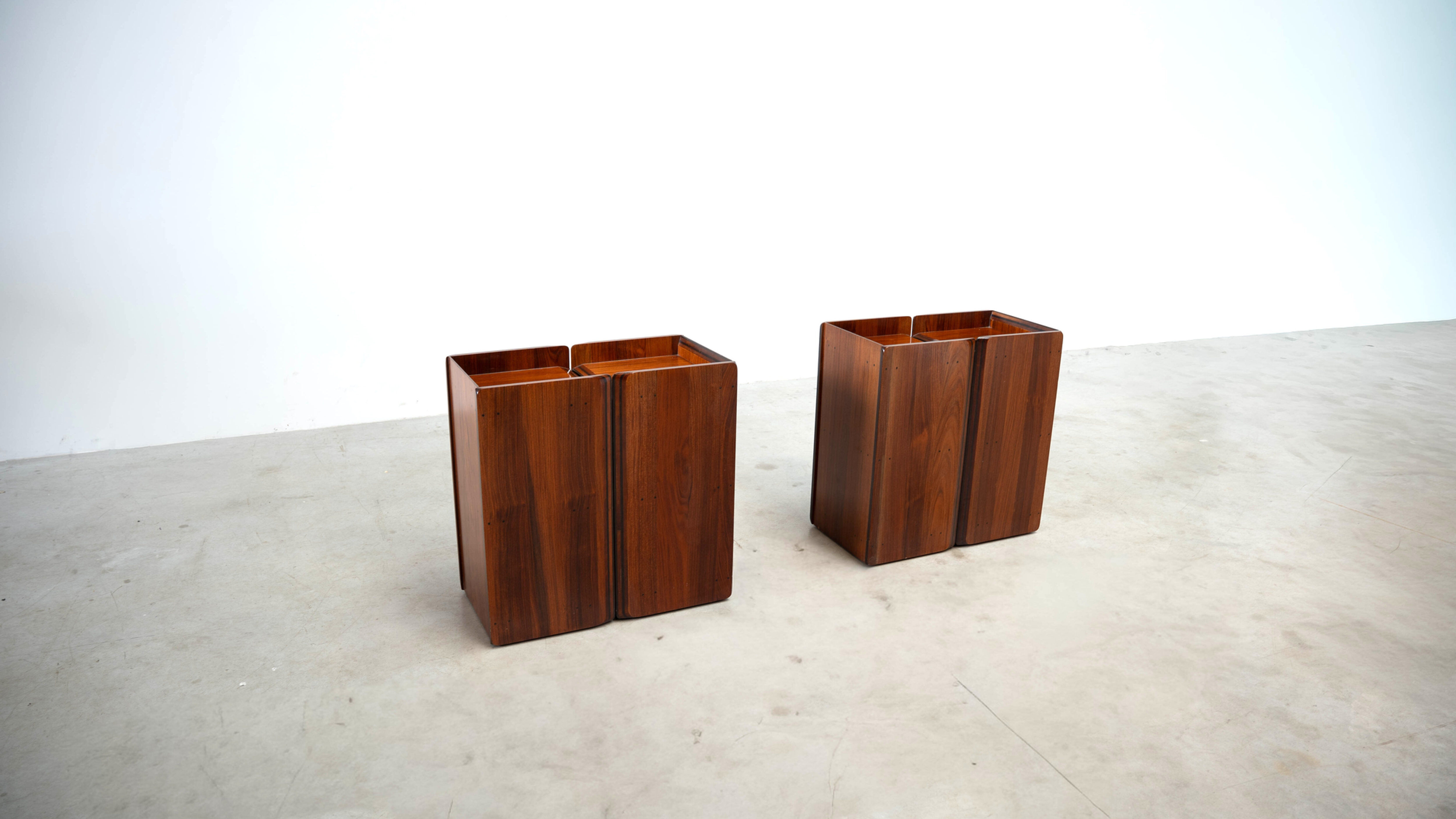 Rare rosewood side cabinets Afra Tobia Scarpa for Maxalto