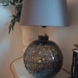 Lampe ancienne art déco artichaud gris taupe avec abat jour gris