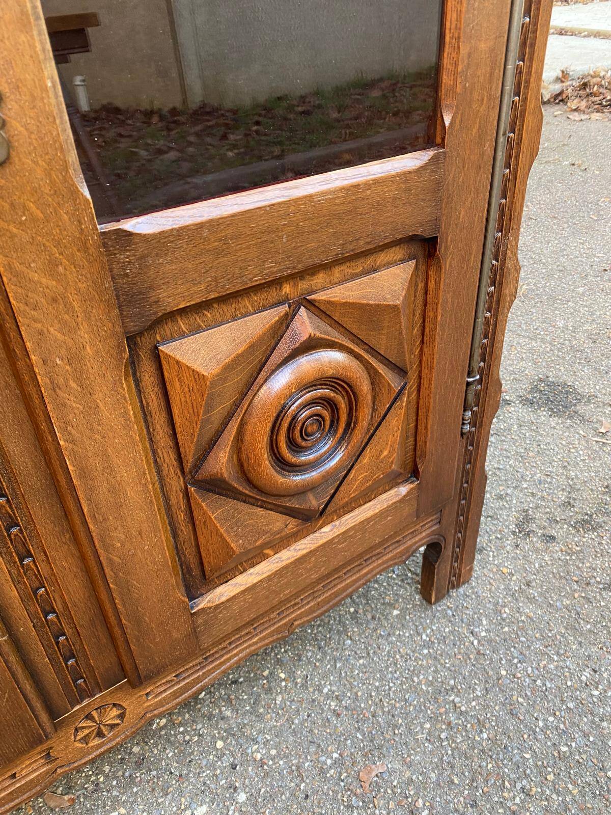 19th-century solid wood Spanish display cabinet 123x180cm