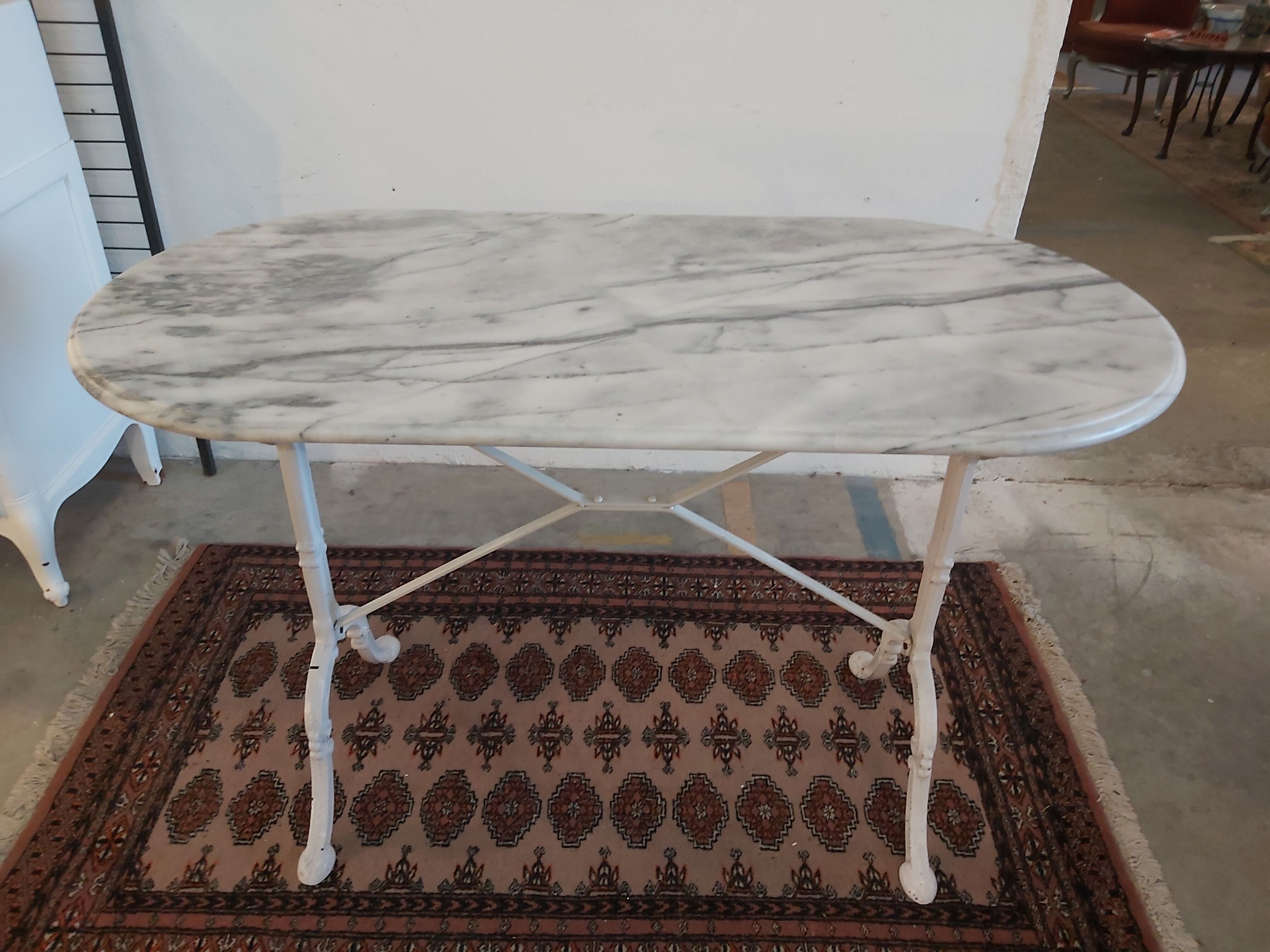 Marble and cast iron bistro table