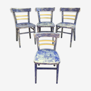 Serie de 4 chaises bistrot années 70 vintage