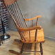 Brown and natural wood rocking chair 1970