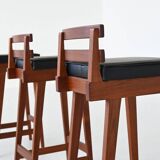 Erik Buch set of three bar stools in teak Dyrlund Denmark 1960