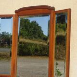 Ancien miroir triptyque en chêne