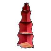 Dark wood corner unit, black and red