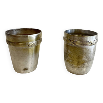 Set of 2 baptismal timpani in silver metal