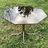 Octagonal table smoked glass