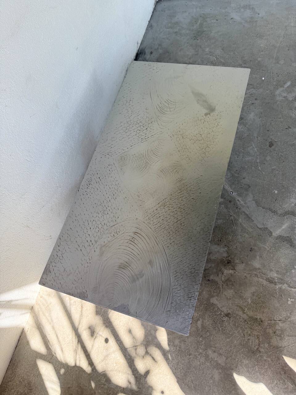 Handcrafted metal coffee table from the 1970s