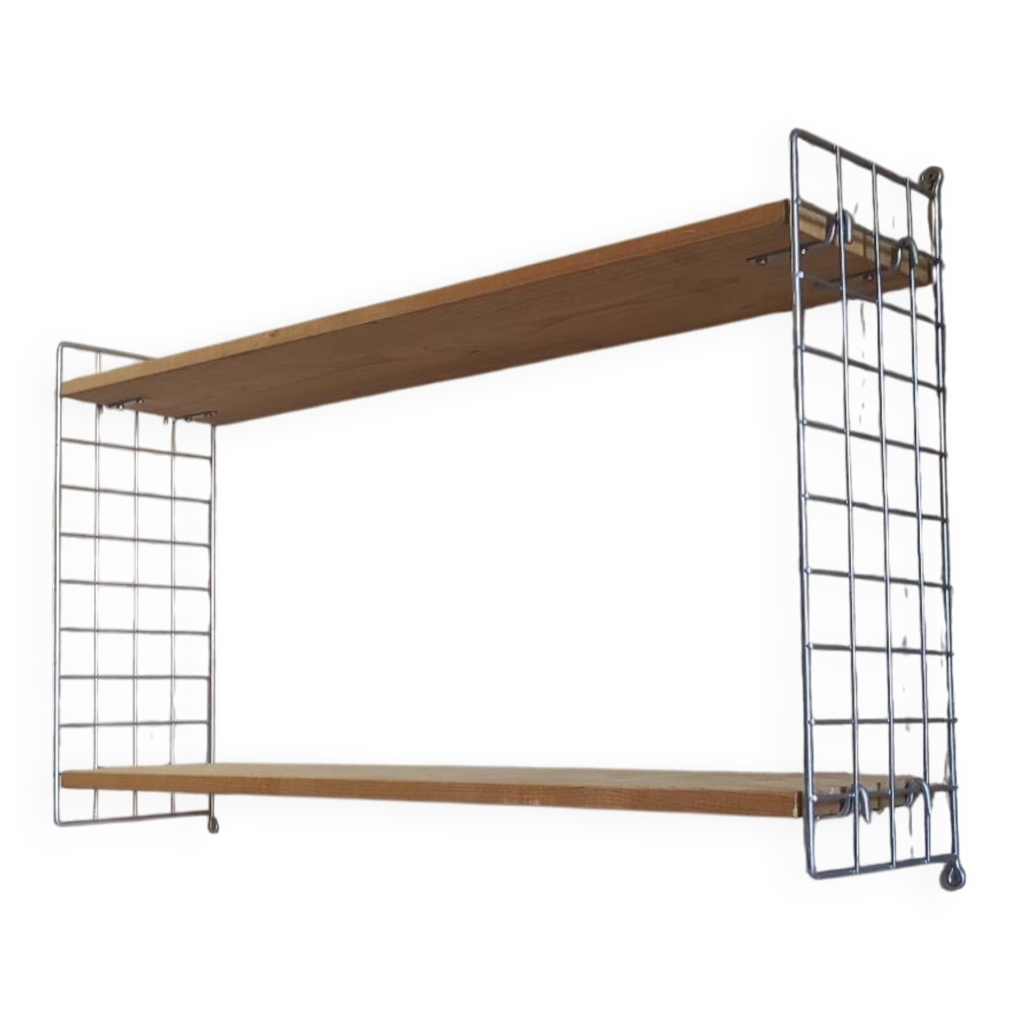 Étagère murale style String en métal et bois - mid.XXeme