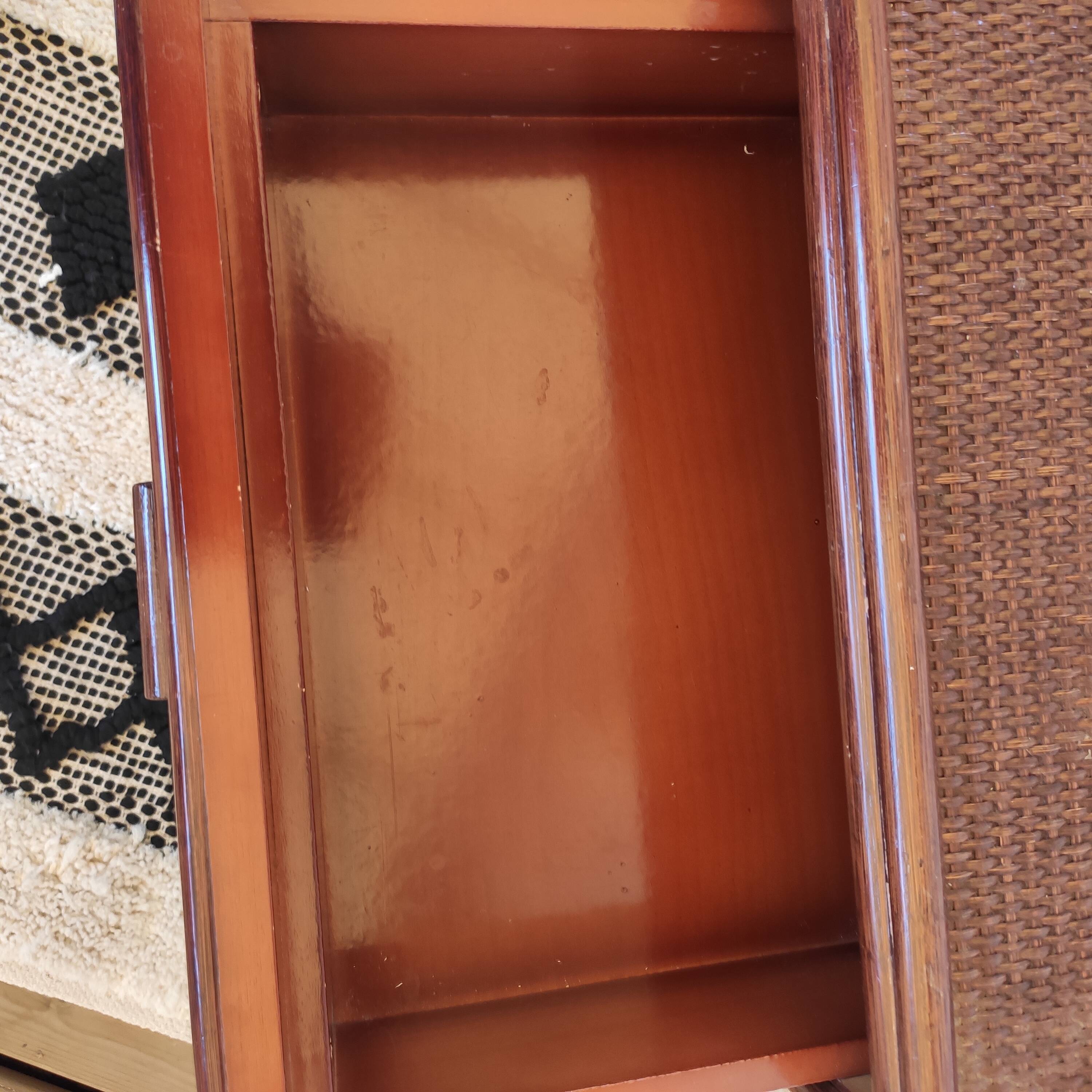 Pair of rattan bedside tables