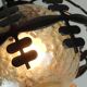 1970s Amber Glass Pendant Light with Iron Frame - 2 Available
