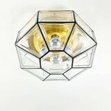 Large Mid-Century Glass Ceiling Light/Flush Mount from Limburg, Germany, 1960s