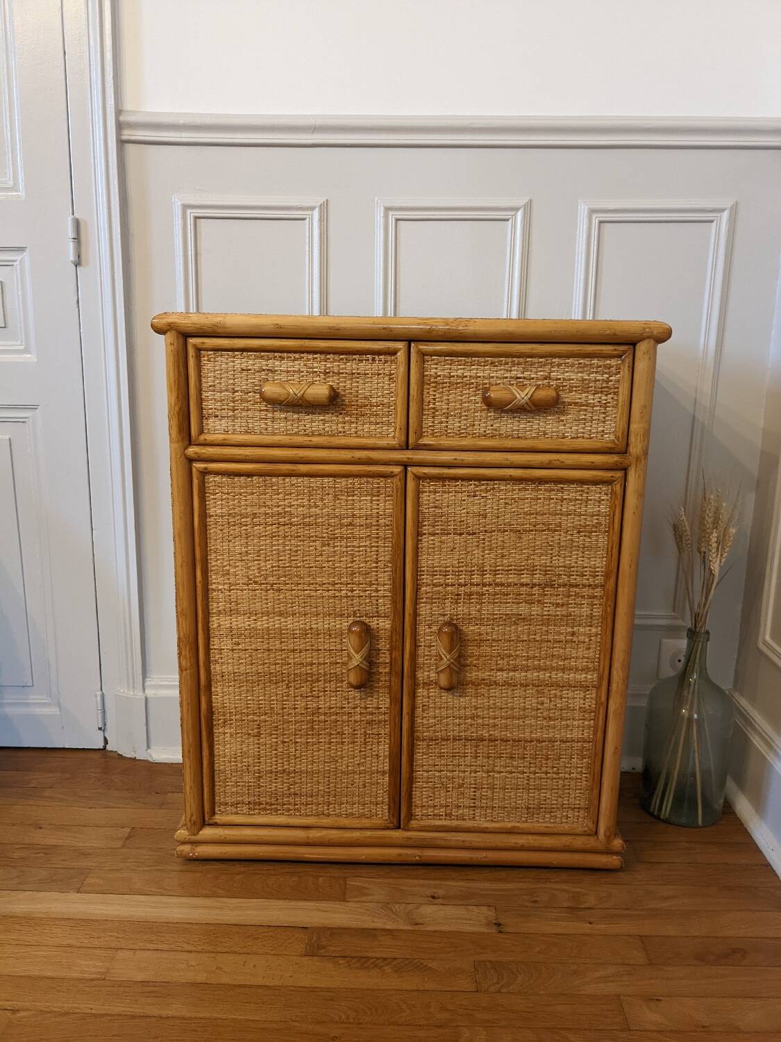 Rattan and wicker chest of drawers