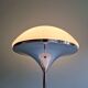 Modernist floor lamp in chrome metal and satin glass, 1960.