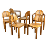 Lot de 6 chaises de salle à manger en pin Rainer Daumiller avec dossier détaillé