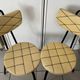 Pair of vintage retro mustard yellow chairs with black metal.