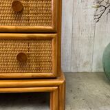Vintage rattan chest of drawers