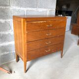 Vintage chest of drawers light oak compass feet