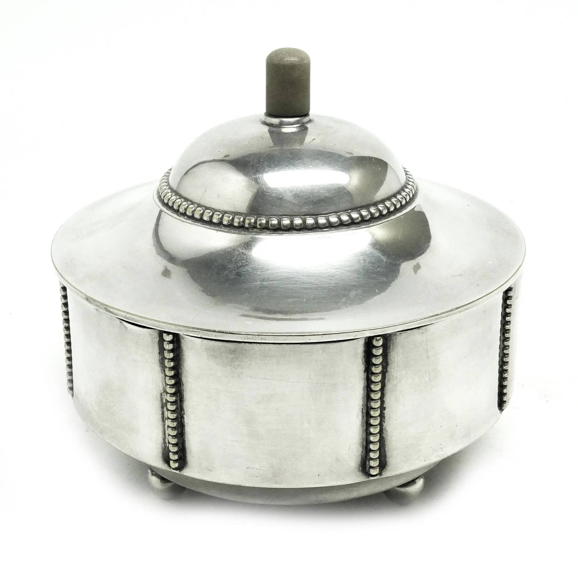 Art Deco sugar bowl, silver-plated brass, Germany, 1930s