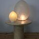 Domec egg lamps, speckled glass from Vianne, 1970s.