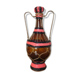 Bottle in pink scoubidou and gold metal 50s 60s