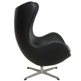 Fauteuil Egg en cuir noir d'Arne Jacobsen pour Fritz Hansen