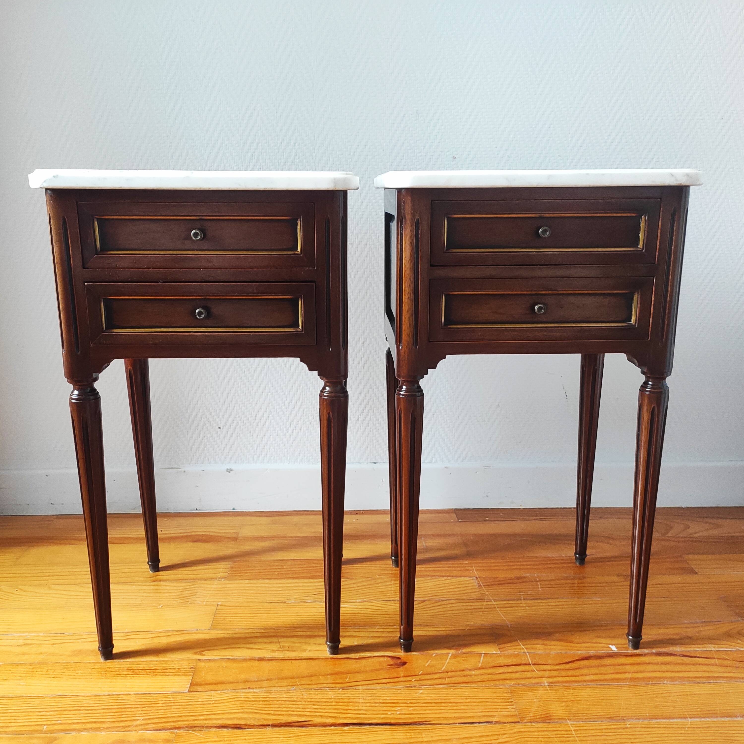 Pair of Louis XVI style bedside tables