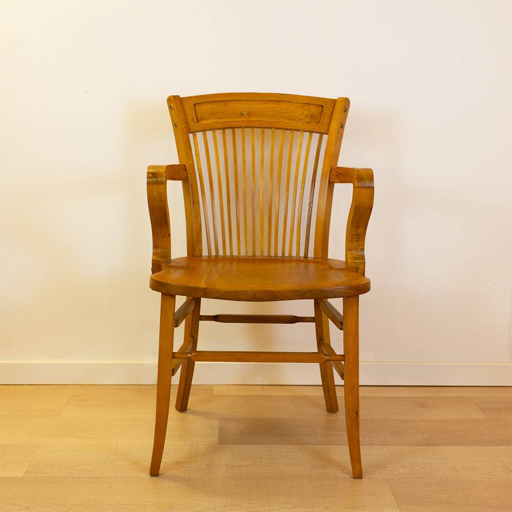 Vintage Spanish 1940s Oak Office Chair