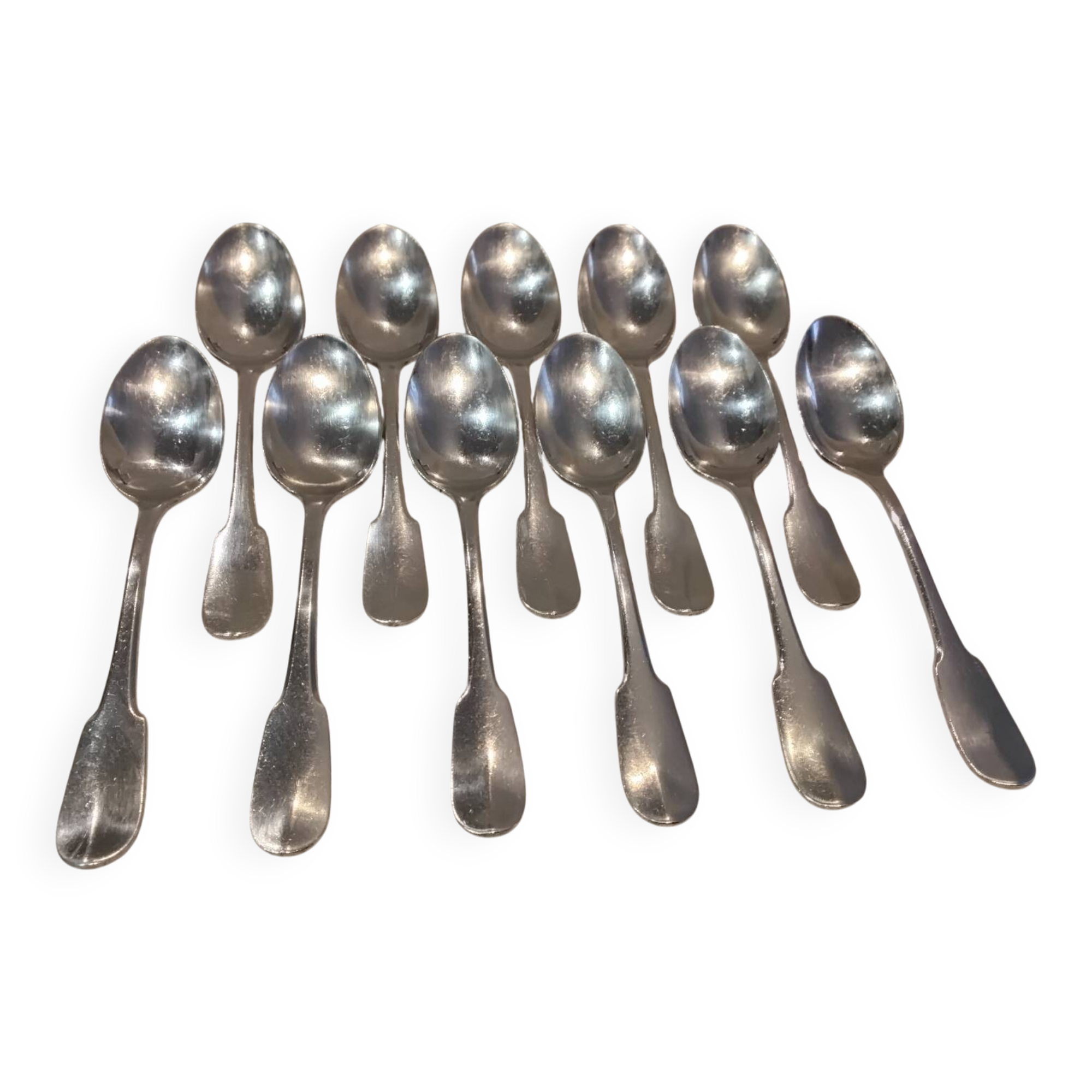 11 silver-plated teaspoons by Christofle, Cluny pattern, striped