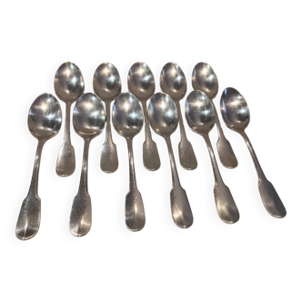 11 cuillères à café métal argenté orfèvre Christofle cluny rayures