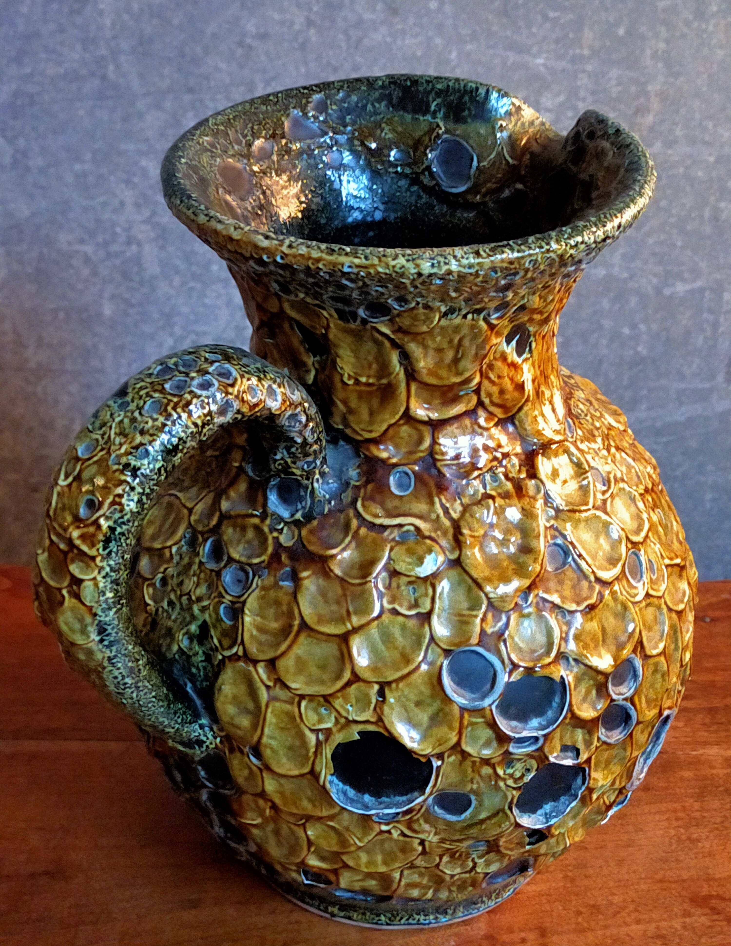 Vintage ceramic pitcher Fat Lava foams glaciers LE CYCLOPE, Annecy