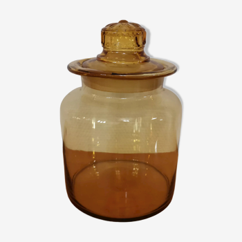 Vintage light amber glass jar Gump's department store