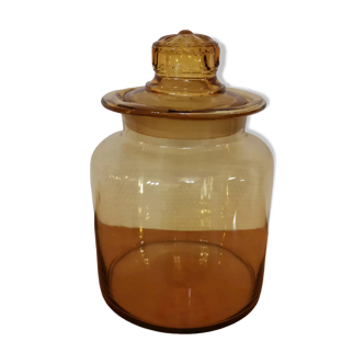 Vintage light amber glass jar Gump's department store