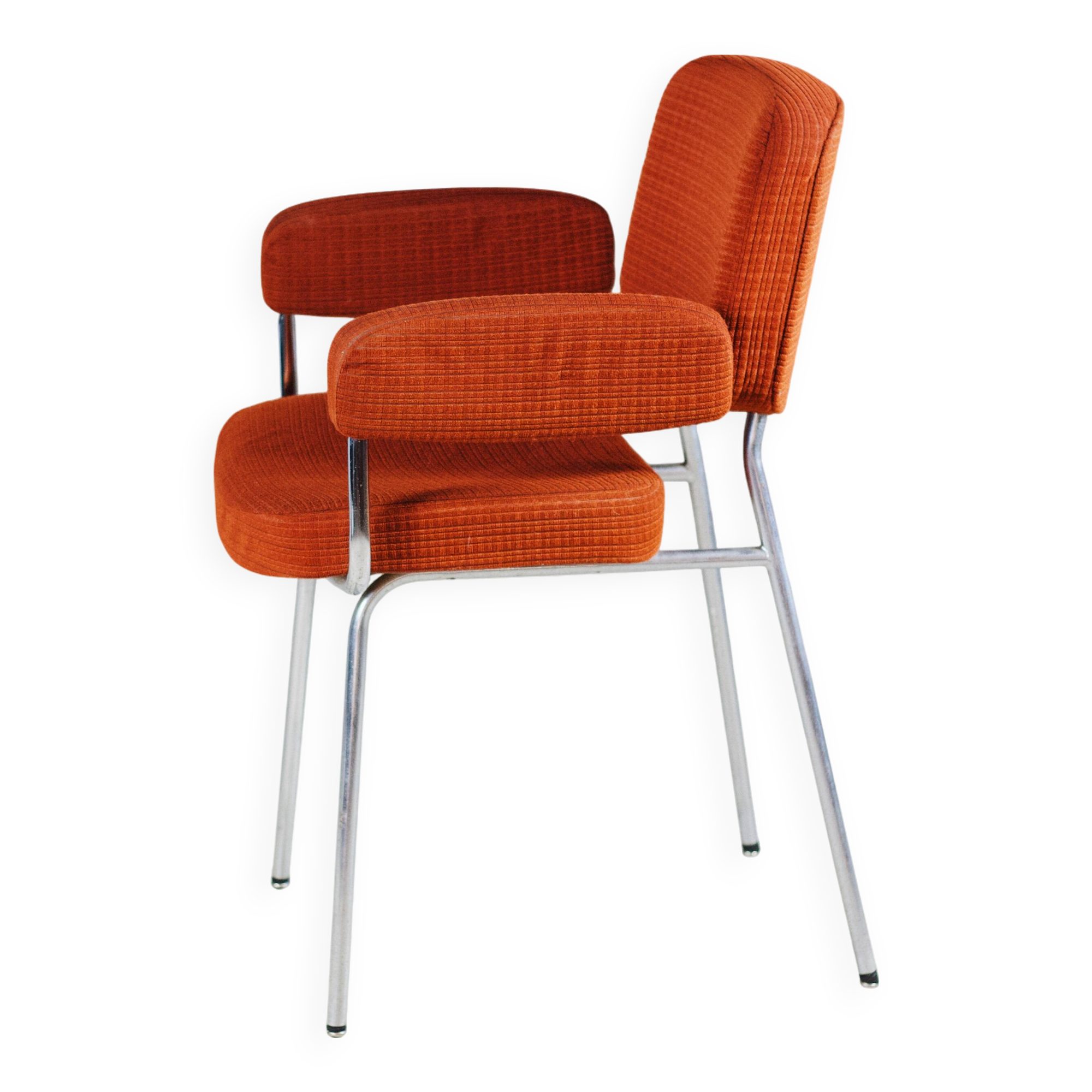Vintage orange velvet armchair, 1970
