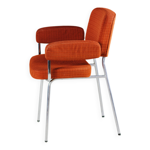 Fauteuil vintage velours orange, 1970