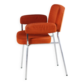 Fauteuil vintage velours orange, 1970