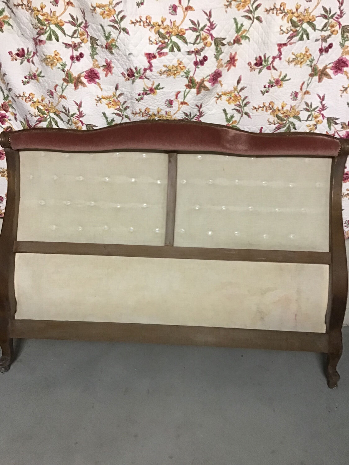 Upholstered double bed and 1 chair