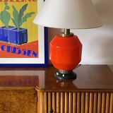 Space Age orange glass table lamp base, Italy 1960s