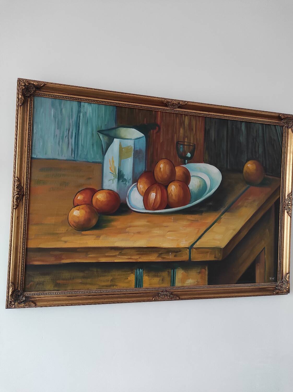 Large vintage painting - Still life after Cézanne