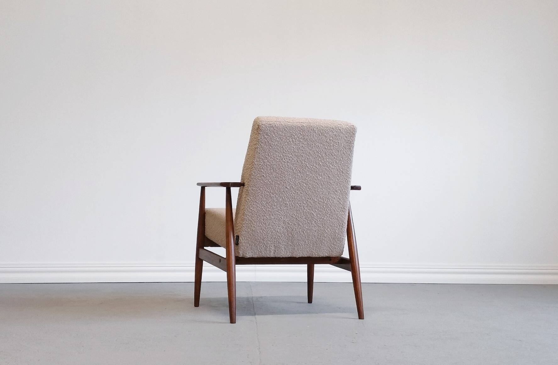 1960 Henryk Lis Mid Century Armchair in Beige Boucle